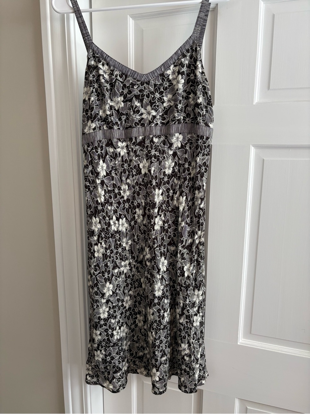 LOFT Black and White Rayon Floral Maxi Dress